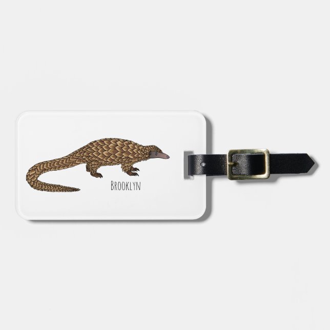 Étiquette À Bagage Illustration de pangolin à queue longue (Devant horizontal)