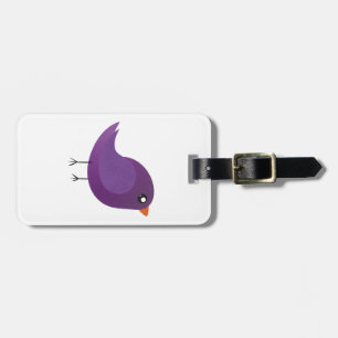 Étiquette À Bagage Illustration de petit oiseau violet mignon