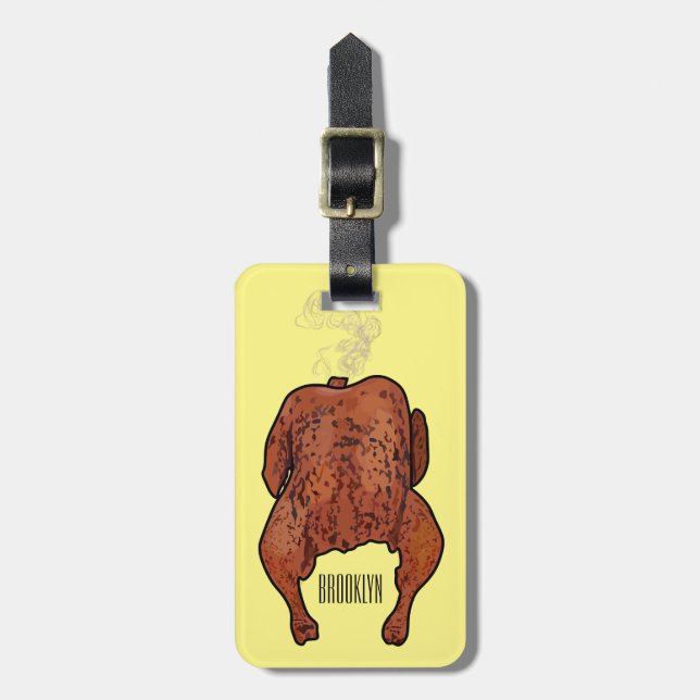 Étiquette À Bagage Illustration de poulet rôti (Devant Vertical)