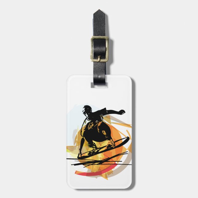 Étiquette À Bagage Illustration de Sandboarding (Devant Vertical)