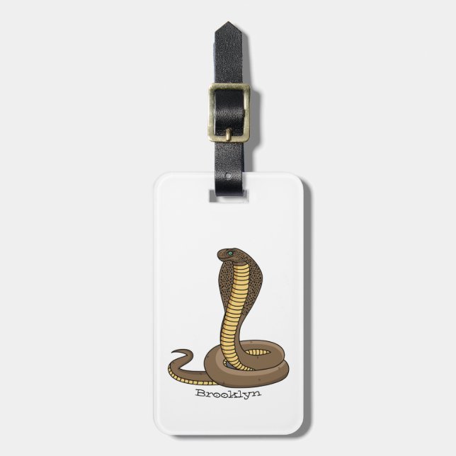 Étiquette À Bagage Illustration de serpent à cobra Brown (Devant Vertical)