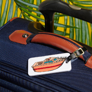 Étiquette À Bagage Illustration de Speedboat amusant Nautical Boat De