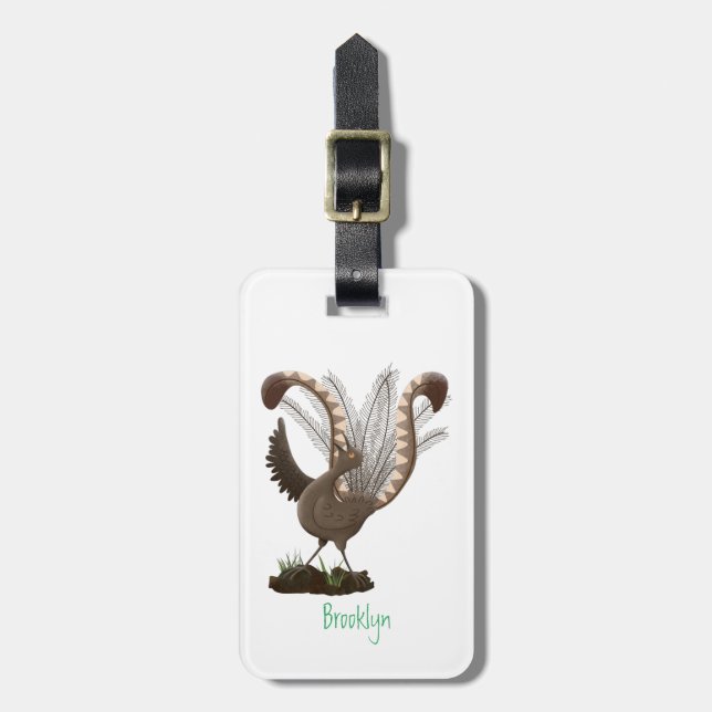 Étiquette À Bagage Illustration de superbe et superbe lyrebird (Devant Vertical)