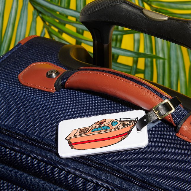 Étiquette À Bagage Illustration de vedette Fun Design de bateau nauti (Créateur téléchargé)