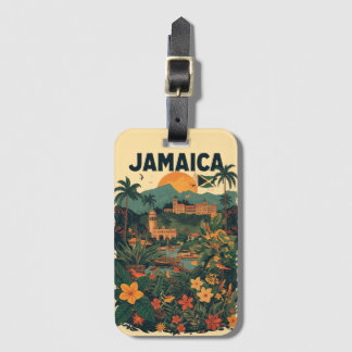 Étiquette À Bagage Illustration de voyage à la Jamaïque de style vint