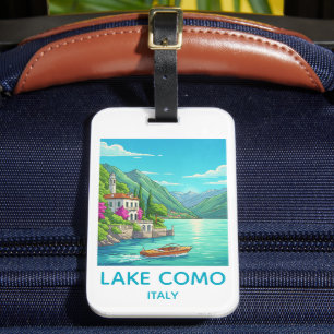 Étiquette À Bagage Illustration de voyage du lac de Côme Italie vinta