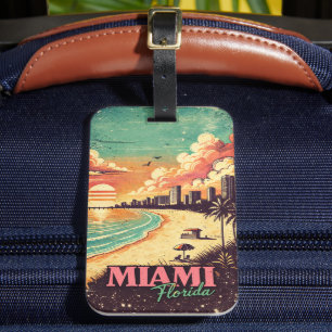 Étiquette À Bagage Illustration de voyage vintage à Miami Floride