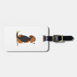 Étiquette À Bagage Illustration de vue arrière de chien Beagle vintag
