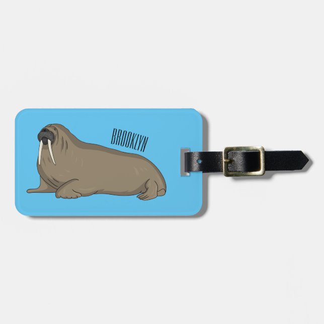 Étiquette À Bagage Illustration de Walrus (Devant horizontal)