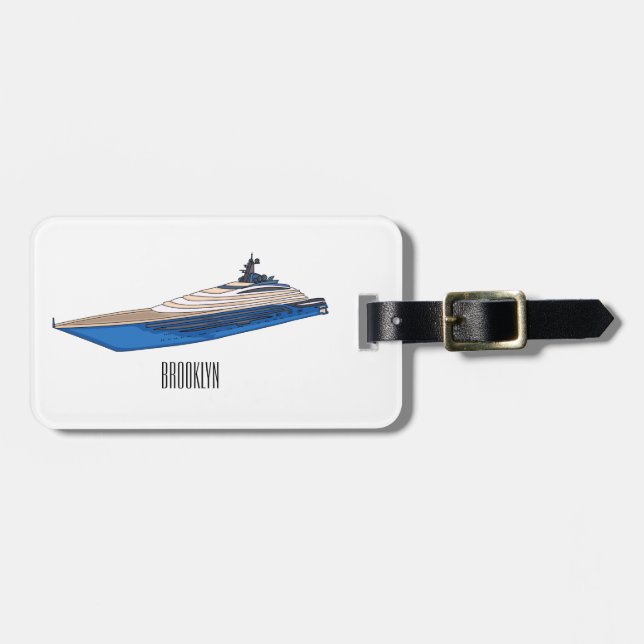 Étiquette À Bagage Illustration de yacht (Devant horizontal)
