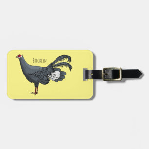 Étiquette À Bagage Illustration d'oiseau de faisan à oreilles bleues
