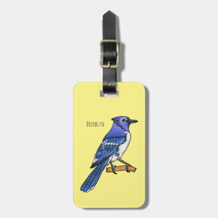 Étiquette À Bagage Illustration d'oiseau de jay bleu