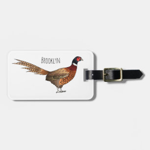 Étiquette À Bagage Illustration d'oiseau faisan à cou circulaire
