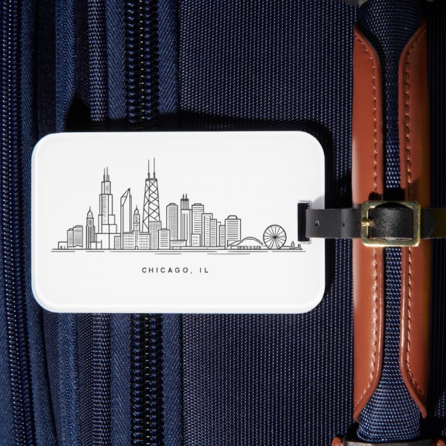 Étiquette À Bagage Illustration du paysage urbain de Chicago IL (Insitu Rectoal 4)