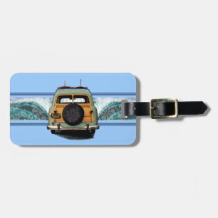 Étiquette À Bagage Illustration du Surf hawaïen Woody Wave