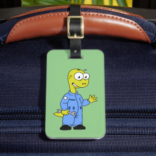 Étiquette À Bagage Illustration D'Un Mécanique Brontosaurus.