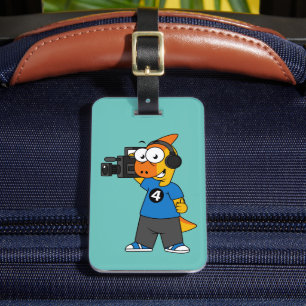 Étiquette À Bagage Illustration D'Un Opérateur De Caméra Parasaurolop