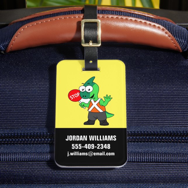 Étiquette À Bagage Illustration D'Un Parasaurolophus Traffic Enforcer (Insitu Rectoal 2)