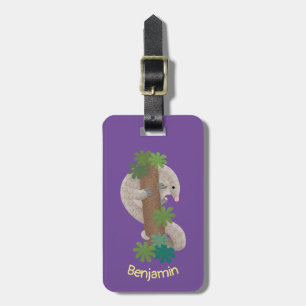 Étiquette À Bagage Illustration d'une anteure de pangolin mignonne