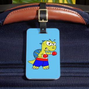 Étiquette À Bagage Illustration D'Une Boxe De Spinosaurus.