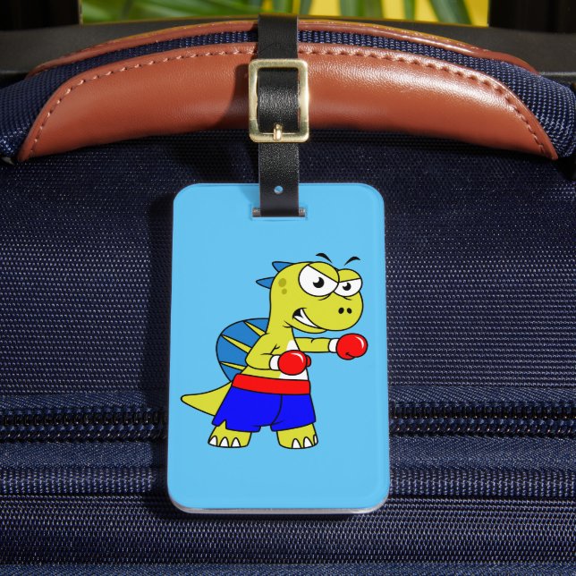 Étiquette À Bagage Illustration D'Une Boxe De Spinosaurus. (Insitu Rectoal 2)