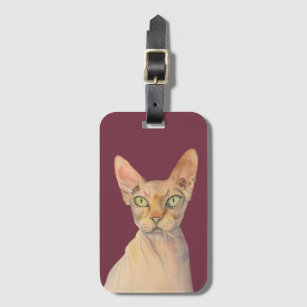 Étiquette À Bagage Illustration élégante d'aquarelle de chat de