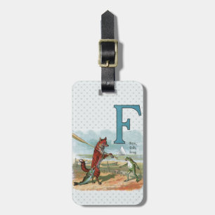 Étiquette À Bagage Illustration fantaisiste de renard et de grenouill