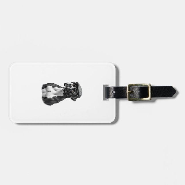 Étiquette À Bagage Illustration Graphique Monochrome de Boxer Vintage (Devant horizontal)