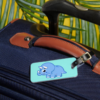 Étiquette À Bagage Illustration Mignonne D'Un Dinosaure Tricératops.