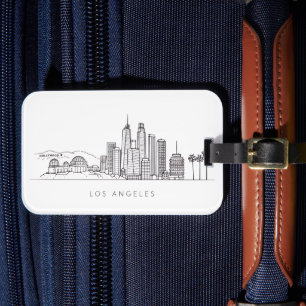 Étiquette À Bagage Illustration minimaliste de la skyline de Los Ange