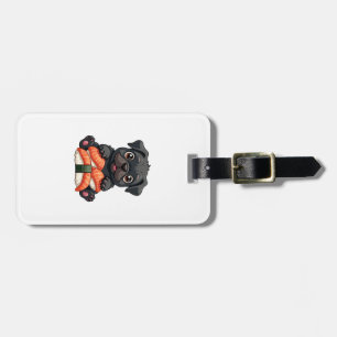 Étiquette À Bagage Illustration vectorielle de sushi de pug noir mign