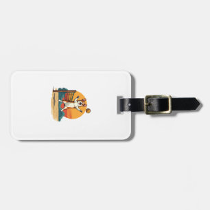 Étiquette À Bagage Illustration vectorielle de volley-ball Corgi vint