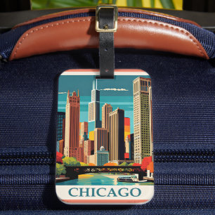 Étiquette À Bagage Illustration Vintage de Chicago