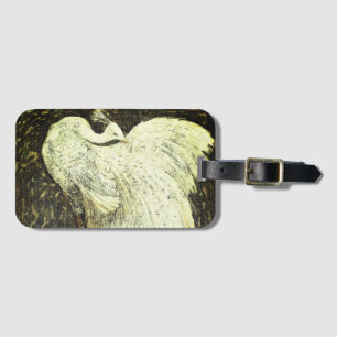 Étiquette À Bagage Illustration vintage de paon blanc joli