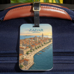 Étiquette À Bagage Illustration vintage de Zadar Croatie Côte Adriati