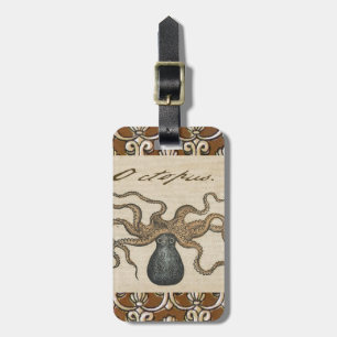 Étiquette À Bagage Illustration Vintage Kraken Pieuvre