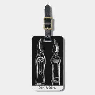 Étiquette À Bagage Illustration vintage Outils de jardinage Pruners B