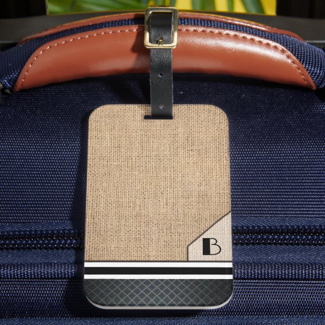 Étiquette À Bagage Image de diamant noir de monogramme d'homme sur to (Insitu Rectoal 2)