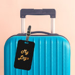 Étiquette À Bagage Image de logo personnalisée entreprise d'or noir<br><div class="desc">Ajoutez le logo de votre entreprise sur le devant. Arrière - plan noir.</div>