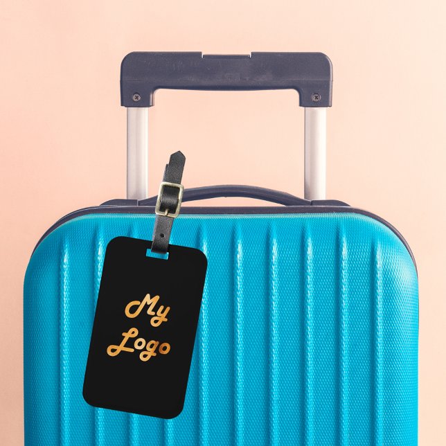 Étiquette À Bagage Image de logo personnalisée entreprise d'or noir (Créateur téléchargé)