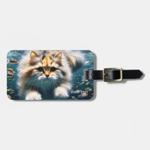 Étiquette À Bagage Imaginaire Cute Chat nager sous l'eau