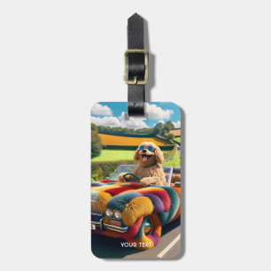 Étiquette À Bagage Imaginaire jolie voiture de chien de tapis