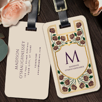 Étiquette À Bagage Imaginaire médiéval Cream Sword Shield Monogramme