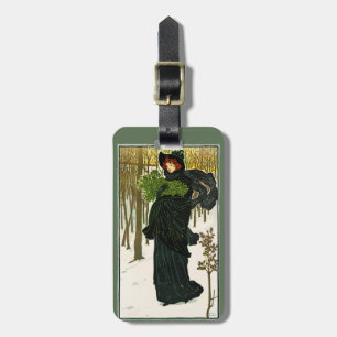 Étiquette À Bagage Impression d'affiche de Noël de femme Art nouveau
