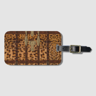 Étiquette À Bagage Impression d'animal de jaguar tribal en cuir vinta