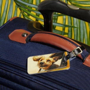 Étiquette À Bagage Impression d'art de chien joueur profitant d'une b