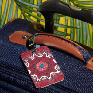 Étiquette À Bagage Impression d'art de motif tribal ethnique sindhi
