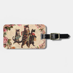 Étiquette À Bagage Impression de chatons vintage allant à l'école : V