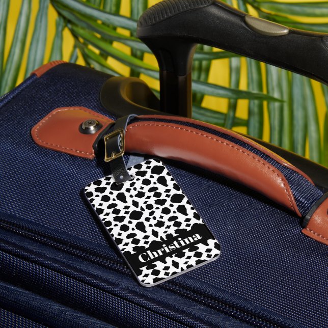 Étiquette À Bagage Impression de vache noir et blanc personnalisable (Insitu Rectoal 1)