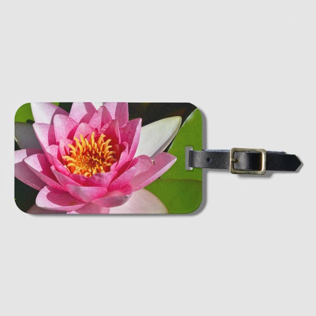 Étiquette À Bagage Impression florale de nénuphar rose (Devant Horizontal)